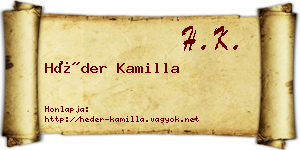 Héder Kamilla névjegykártya